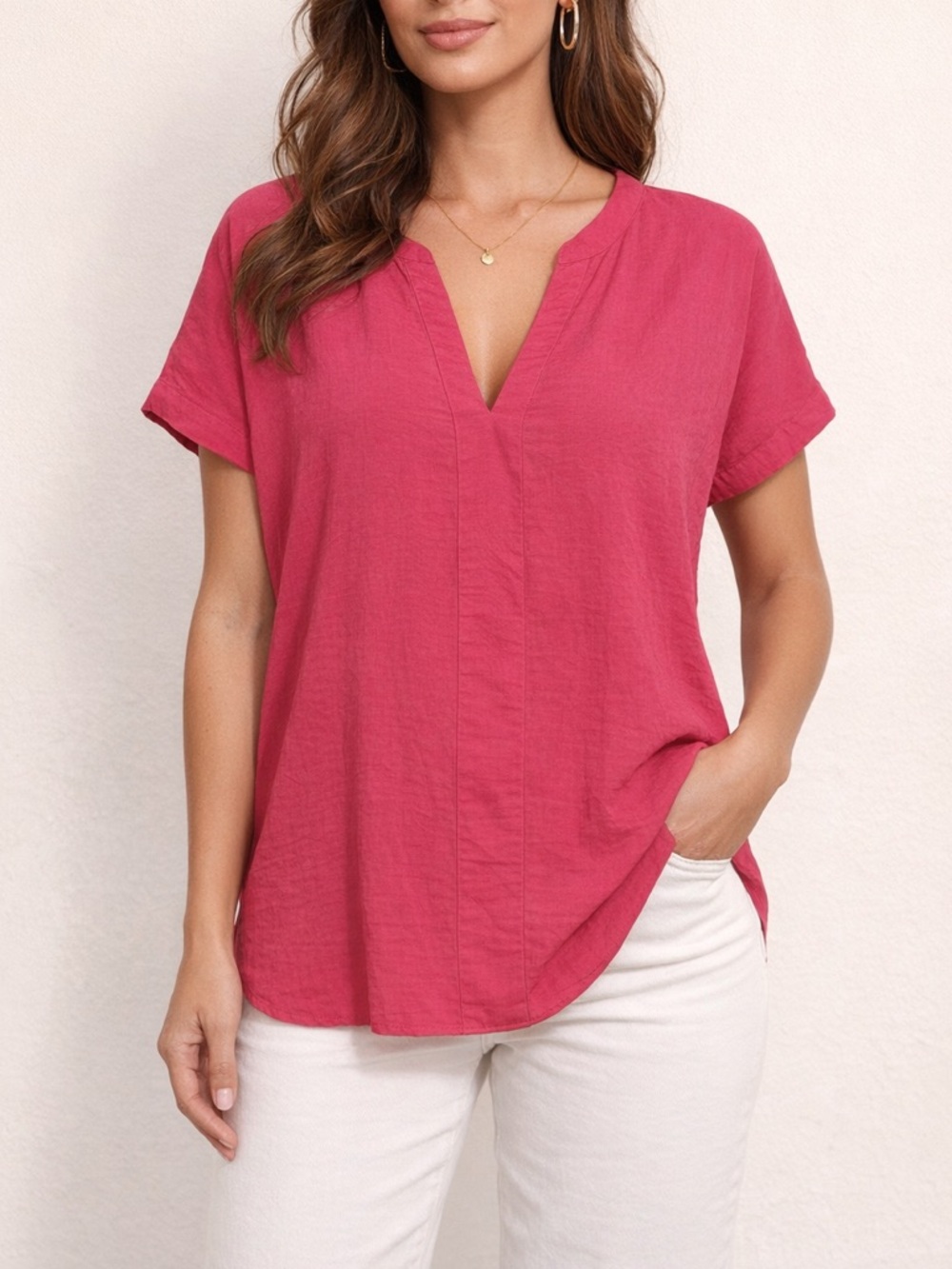 Pink Placket Top